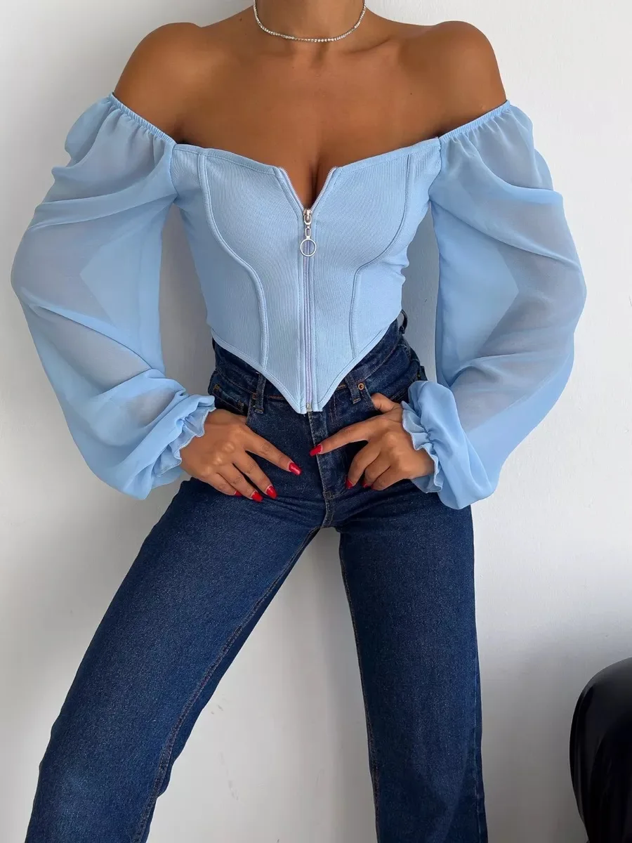 Летняя сексуальная блузка из драпированного шифона для женщин, элегантная, с молнией, V-образным вырезом, длинным рукавом, укороченная, приталенная, для вечеринок, модная коллекция 2026
Летняя сексуальная блузка из драпированного шифона для женщин, элегантная, с молнией, V-образным вырезом, длинным рукавом, укороченная, приталенная, для вечеринок, модная коллекция 2026