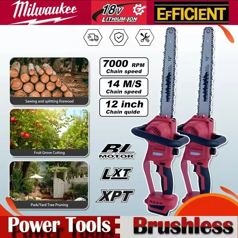 Milwaukee 18V Battery 12 Inch Brushless Chain Saw Auto Oiler High-power Cordless Electric Chainsaw Wood Cutting Power Tools
Milwaukee 18V Battery 12 Inch Brushless Chain Saw Auto Oiler High-power Cordless Electric Chainsaw Wood Cutting Power Tools