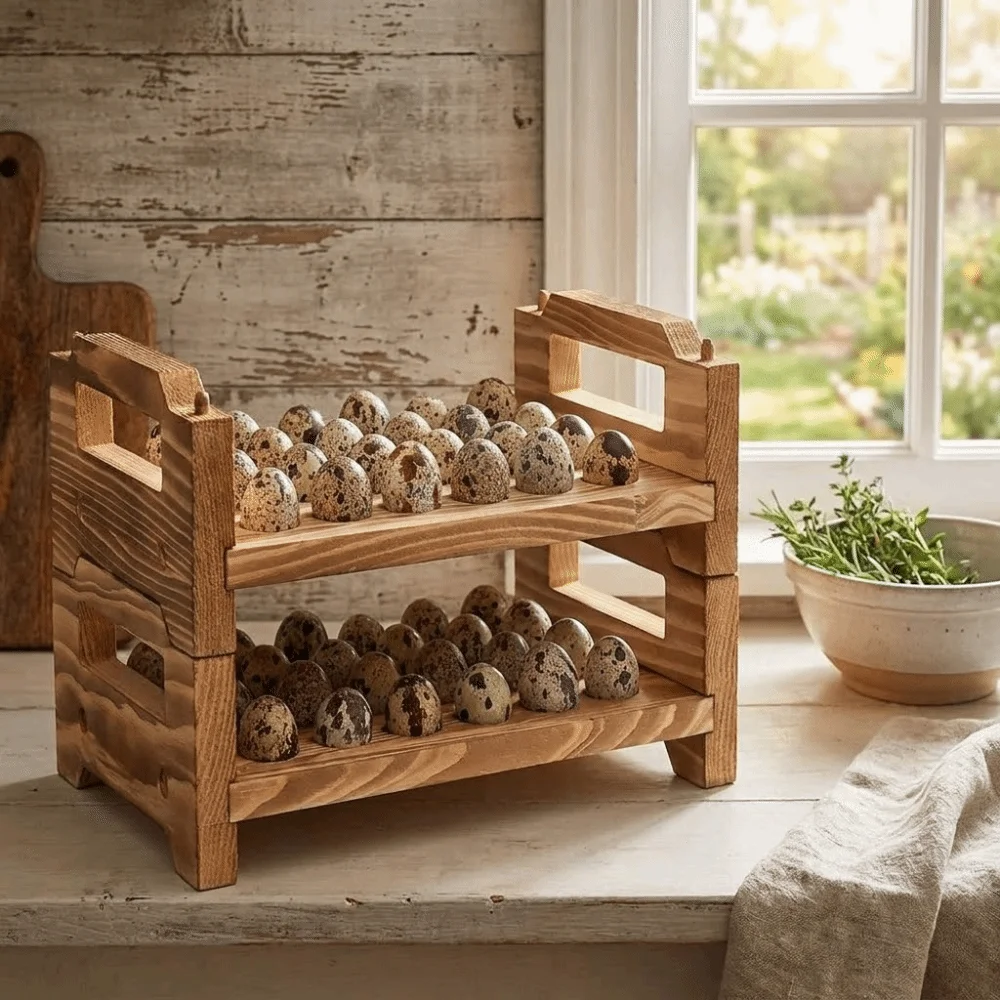 Stackable Wood Egg Holder Space Saving Farmhouse Style Egg Storage Rack Wooden Large Capacity Egg Display Crates Refrigerator
Stackable Wood Egg Holder Space Saving Farmhouse Style Egg Storage Rack Wooden Large Capacity Egg Display Crates Refrigerator