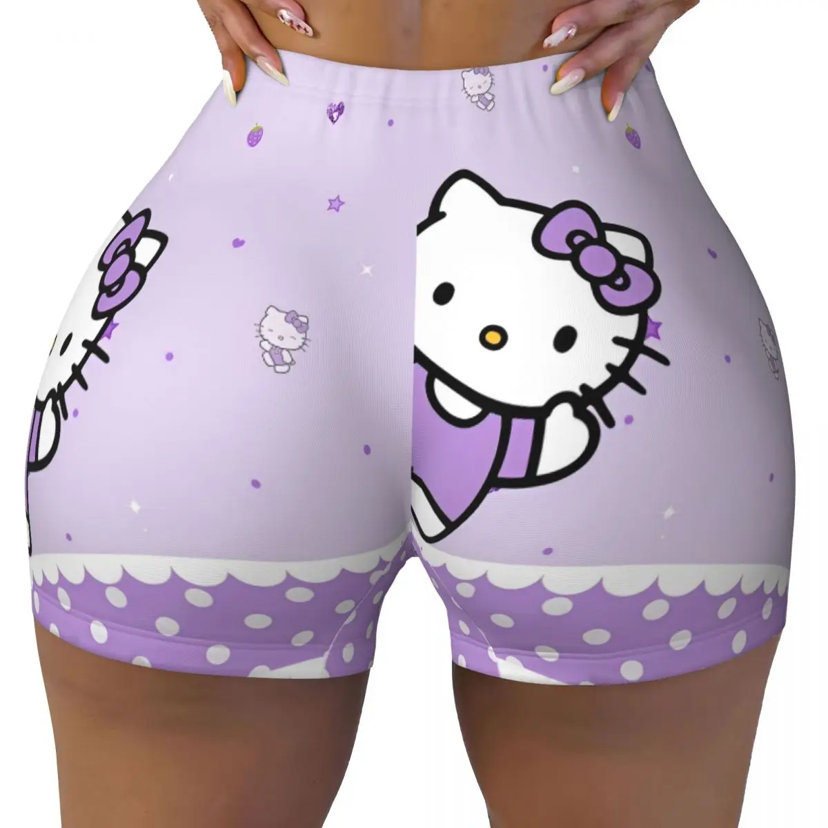 Женские спортивные шорты для йоги для тренировок, шорты Hello Kitty с фиолетовым сердечком и высокой талией и бедрами для фитнеса
Женские спортивные шорты для йоги для тренировок, шорты Hello Kitty с фиолетовым сердечком и высокой талией и бедрами для фитнеса