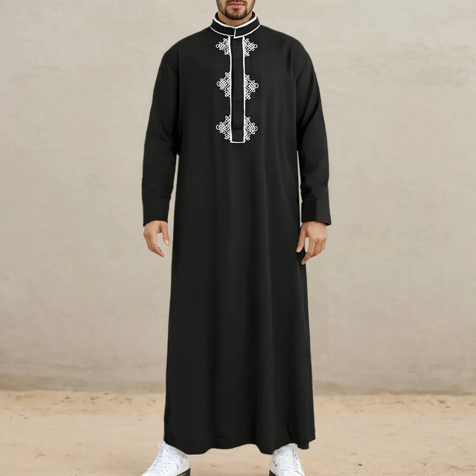 2025 Islamic Men's Robe Long Sleeve Stand Collar Embroidered Traditional Arabic Ethnic Style Men's Casual Formal Dresses Thobe
2025 Islamic Men's Robe Long Sleeve Stand Collar Embroidered Traditional Arabic Ethnic Style Men's Casual Formal Dresses Thobe