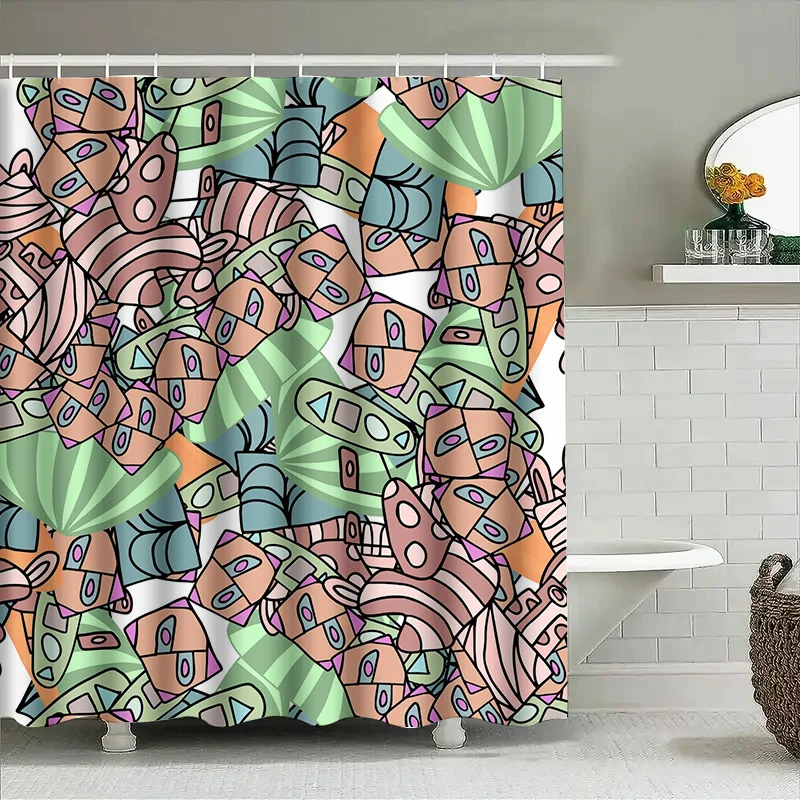 Modern Retro Cartoon Print Shower Curtain Waterproof Fabric Customized Bathroom Decor for Home Decorators Green Pink Colorway (7
Modern Retro Cartoon Print Shower Curtain Waterproof Fabric Customized Bathroom Decor for Home Decorators Green Pink Colorway (7