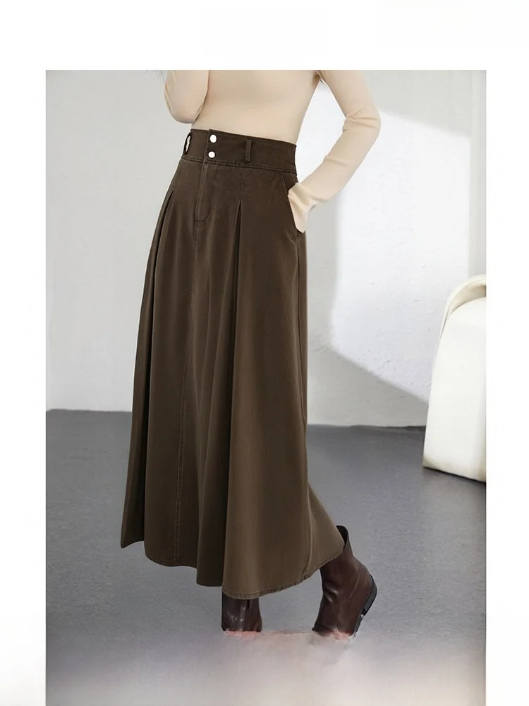 Fashionable Coffee Brown Full Cotton Vintage A-Line Skirt Women's 2026 New Slimming Elegant City Commuting Skirt
Fashionable Coffee Brown Full Cotton Vintage A-Line Skirt Women's 2026 New Slimming Elegant City Commuting Skirt