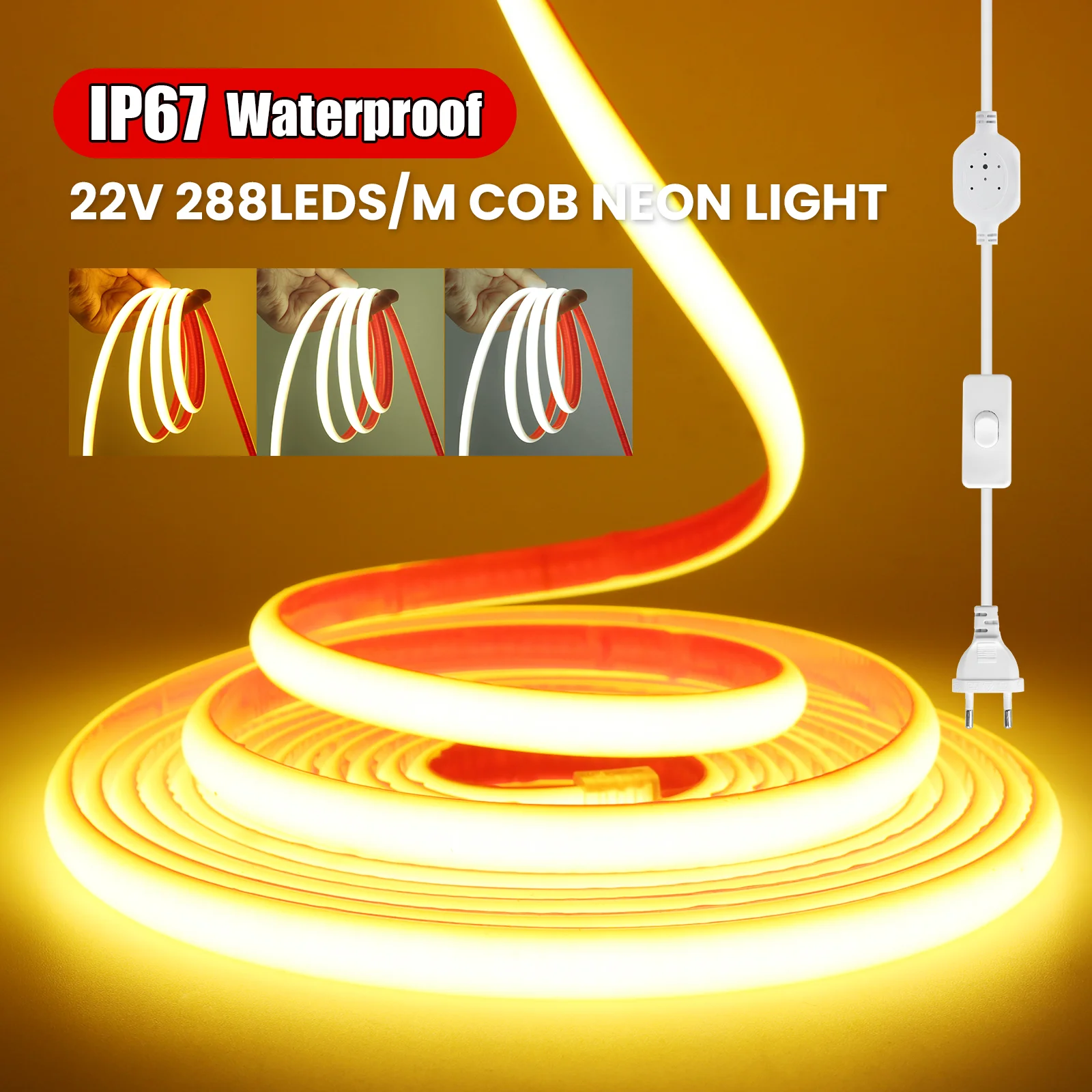 AC 220 В COB Strip IP67 Водонепроницаемая 288 светодиодов/м Самоклеящаяся лента для домашнего декора 3000K 4000K 6000K Гибкая лента в полоску для цепи Светильник
AC 220 В COB Strip IP67 Водонепроницаемая 288 светодиодов/м Самоклеящаяся лента для домашнего декора 3000K 4000K 6000K Гибкая лента в полоску для цепи Светильник