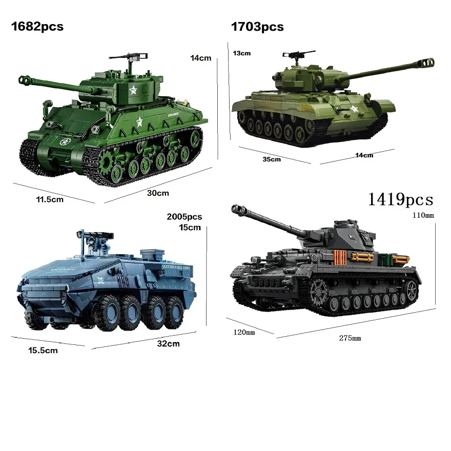 Sherman Medium Tank Model 1682pcs Building Block set Military Model DIY Toys for Christmas Gifts Desktop decoration gifts
Sherman Medium Tank Model 1682pcs Building Block set Military Model DIY Toys for Christmas Gifts Desktop decoration gifts