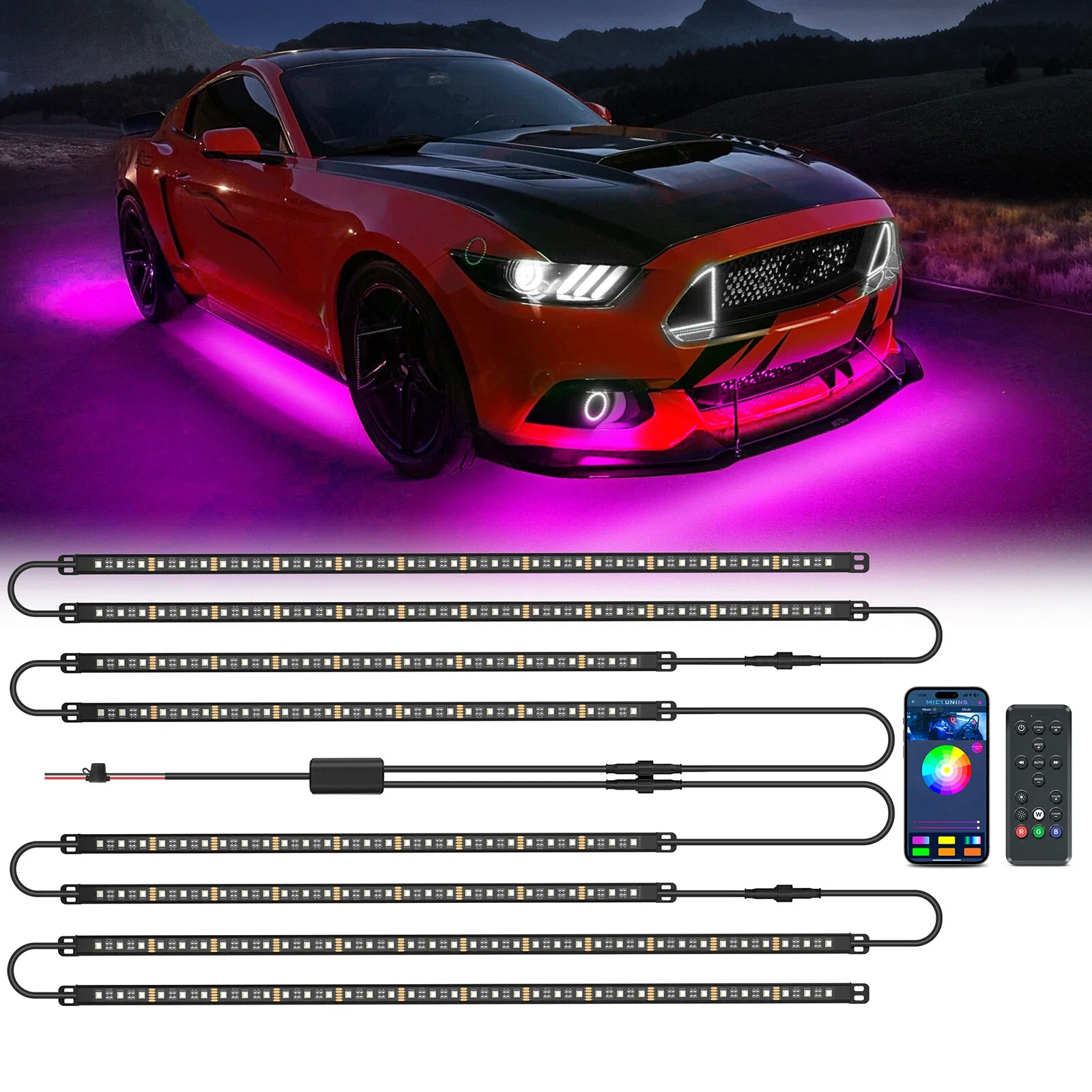 MICTUNING RGBW LED Light Bars,N8 Car Underglow Light Strips With Wireless App Remote Dual Control,IP68 Waterproof Underbody Lamp
MICTUNING RGBW LED Light Bars,N8 Car Underglow Light Strips With Wireless App Remote Dual Control,IP68 Waterproof Underbody Lamp