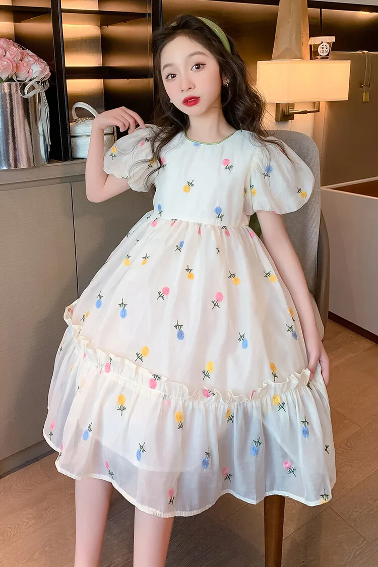 Summer 2023 new loose fit girls dress high quality fabric small floral bow princess dress cozy inner party girl floral dress
Summer 2023 new loose fit girls dress high quality fabric small floral bow princess dress cozy inner party girl floral dress