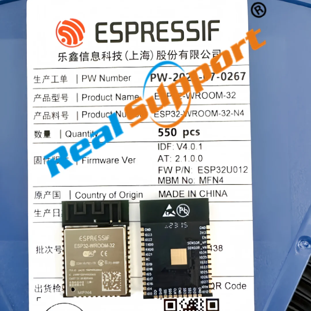 5 шт./лот ESP32-WROOM-32-N4 ESP32-WROOM-32 4 МБ модуль Wi-Fi + BLE с CE FCC KCC MIC IC NCC SRRC Сертификаты Wi-Fi BQB
5 шт./лот ESP32-WROOM-32-N4 ESP32-WROOM-32 4 МБ модуль Wi-Fi + BLE с CE FCC KCC MIC IC NCC SRRC Сертификаты Wi-Fi BQB