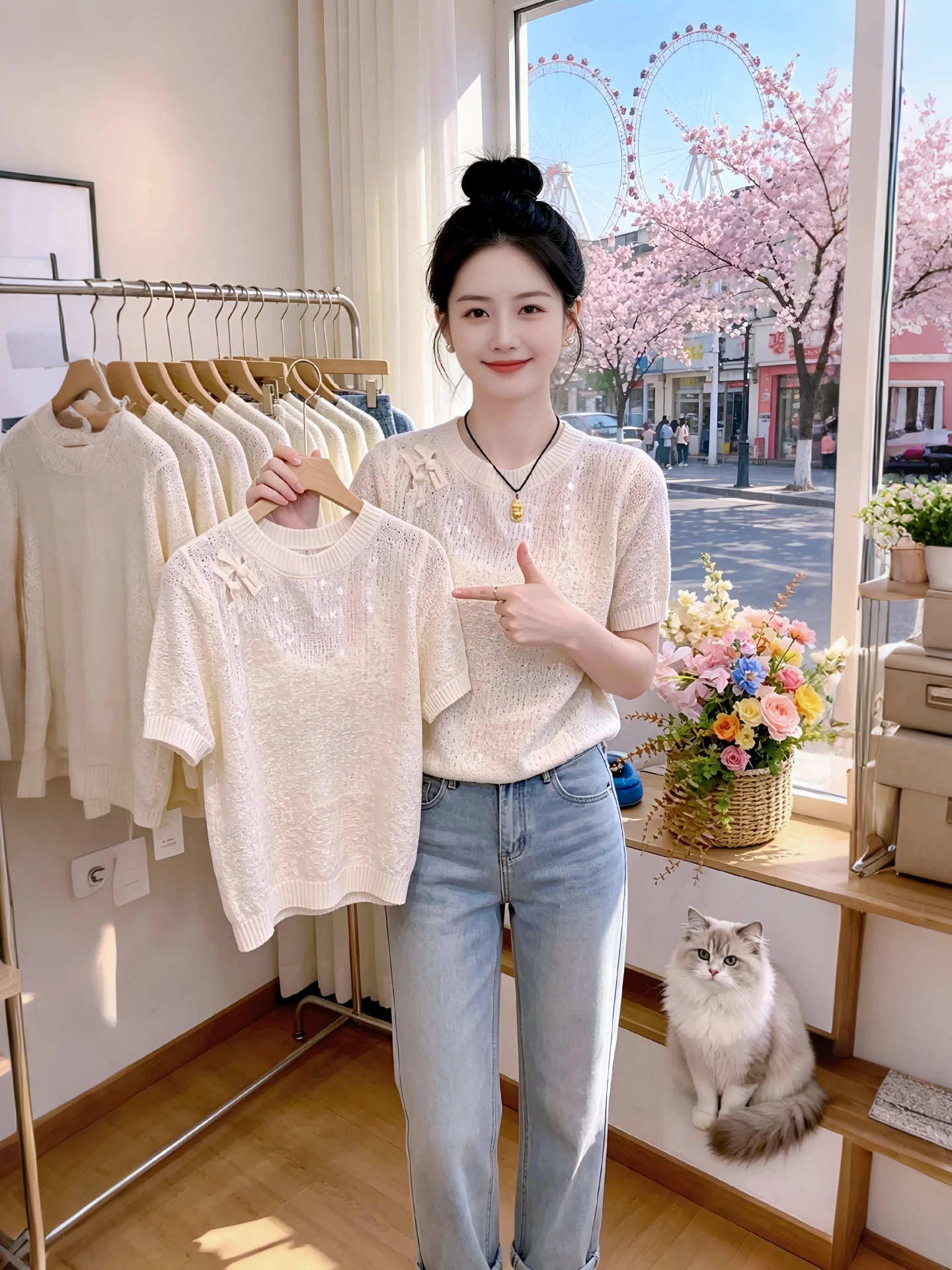 Women's Short Sleeve T-Shirt Glitter Design Korean Style Heavy Embellishment Breathable Comfortable Commute Suitable Summer Top
Women's Short Sleeve T-Shirt Glitter Design Korean Style Heavy Embellishment Breathable Comfortable Commute Suitable Summer Top