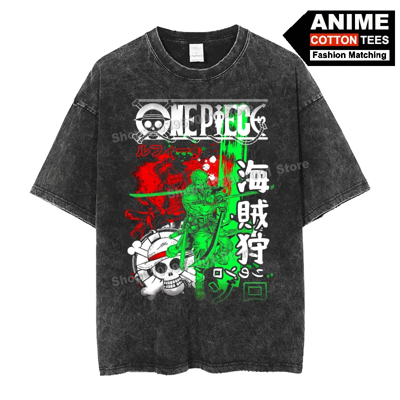 Retro Washed Street styl T Shirt Anime ONE PIECE - Luffy & Zoro Cover Print Clothes Cotton Loose Men Women Short Sleeve Tees
Retro Washed Street styl T Shirt Anime ONE PIECE - Luffy & Zoro Cover Print Clothes Cotton Loose Men Women Short Sleeve Tees