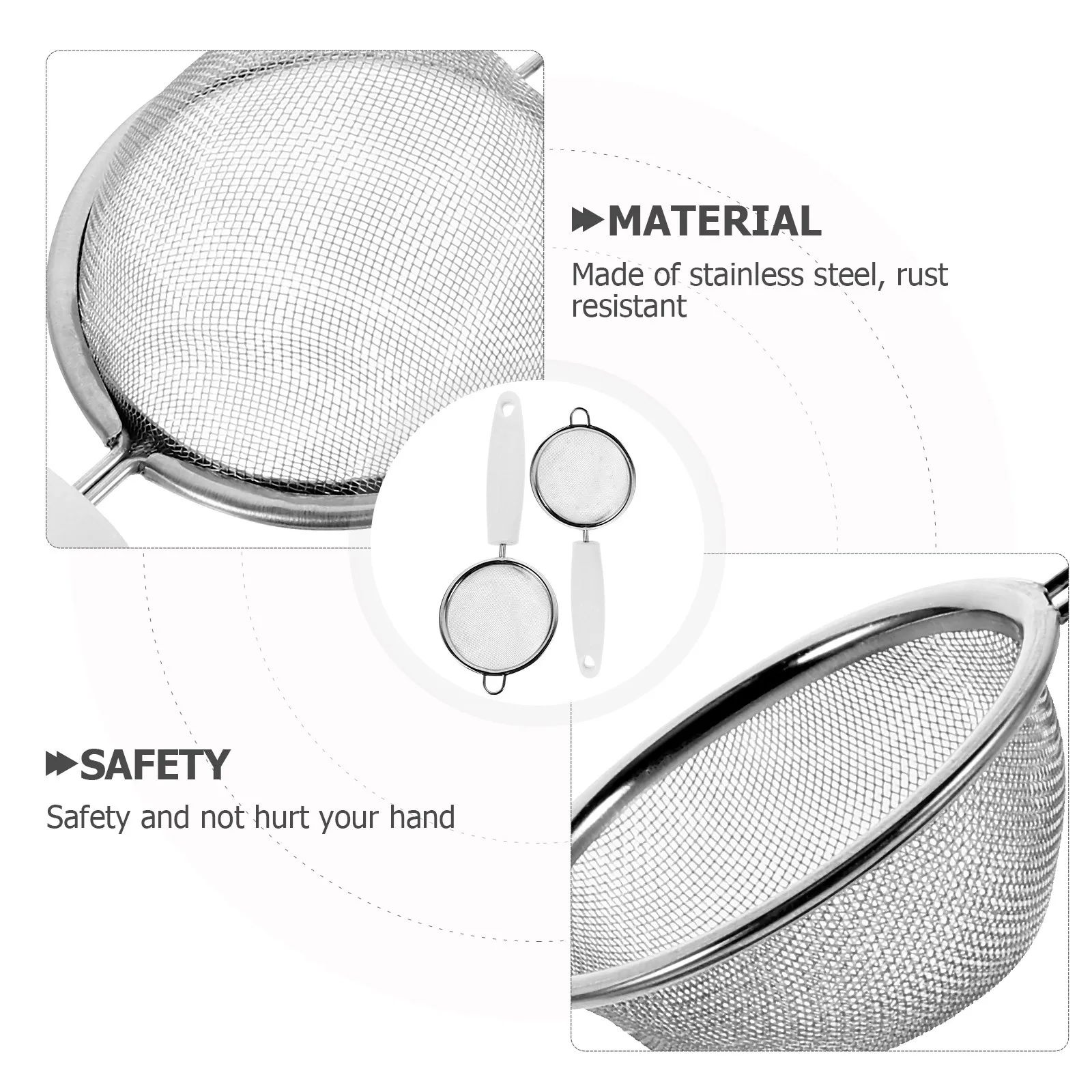 2pcs Stainless Steel Mesh Sieves 2 Sizes Silver Blue Household Strainer Kitchen Gadget For Baking Pastry Fine Filter Lightweight
2pcs Stainless Steel Mesh Sieves 2 Sizes Silver Blue Household Strainer Kitchen Gadget For Baking Pastry Fine Filter Lightweight