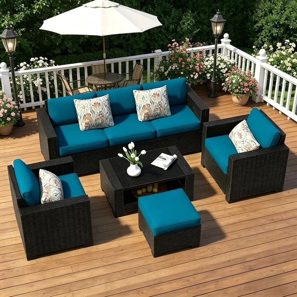 7-Piece Outdoor Wicker Sectional Sofa Set with Washable Cushions and Tempered Glass Table for Patio or Poolside
7-Piece Outdoor Wicker Sectional Sofa Set with Washable Cushions and Tempered Glass Table for Patio or Poolside