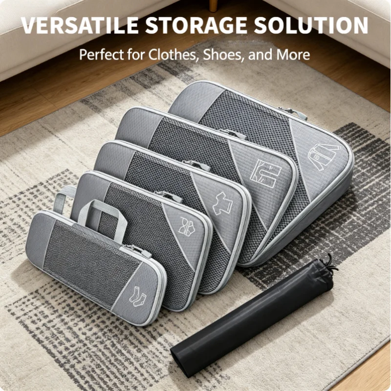 6PCS Compressed Packing Cubes Set Mesh Storage Organizer with Shoe Bag Lightweight Portable for Travel Luggage Suitcase
6PCS Compressed Packing Cubes Set Mesh Storage Organizer with Shoe Bag Lightweight Portable for Travel Luggage Suitcase