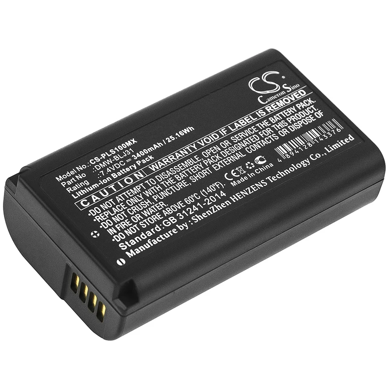 Li-ion Camera Battery for Panasonic, 7.4V, 3400mAh, Compatible Models: Lumix DC-S1, Lumix DC-S1R
Li-ion Camera Battery for Panasonic, 7.4V, 3400mAh, Compatible Models: Lumix DC-S1, Lumix DC-S1R