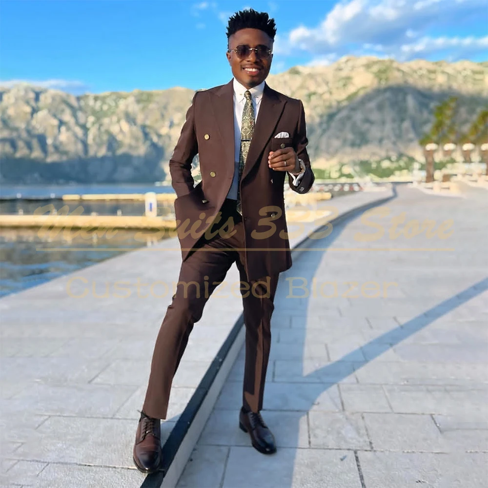 Elegant Solid Color Men's Suits Formal Double Breasted Peak Lapel Blazer High Quality 2 Piece Jacket Pants For Business
Elegant Solid Color Men's Suits Formal Double Breasted Peak Lapel Blazer High Quality 2 Piece Jacket Pants For Business