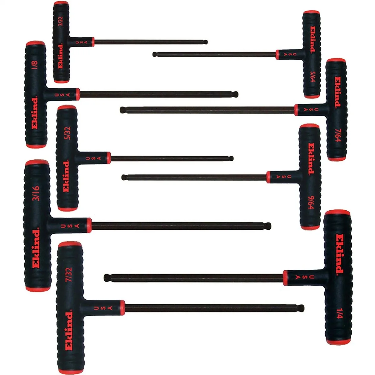 9-Piece Ball-Hex Allen Wrench Set with T-Handle, Inch Sizes 5/64 to 1/4
9-Piece Ball-Hex Allen Wrench Set with T-Handle, Inch Sizes 5/64 to 1/4