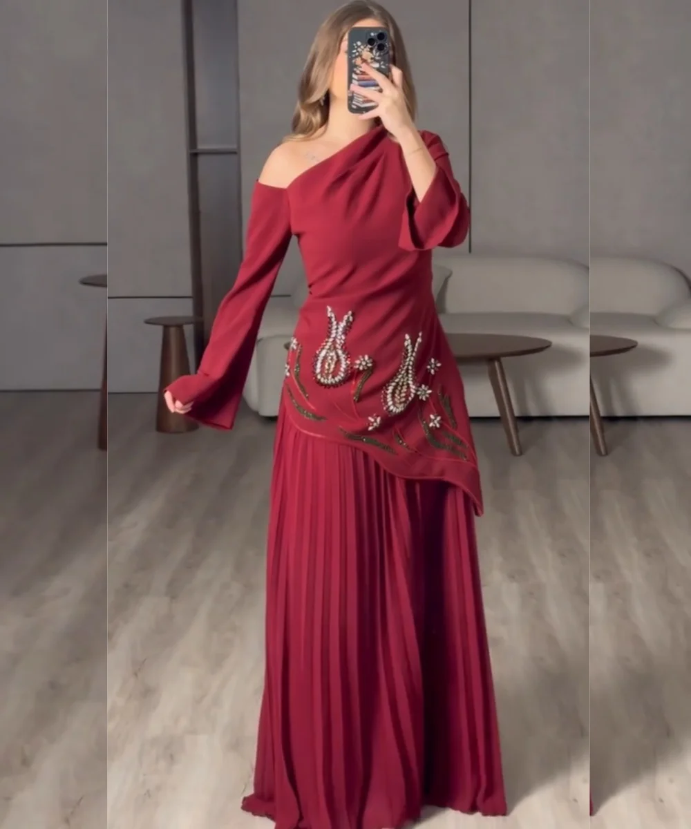 Customized Fashion Jersey Pleat Sequined A-line Off-the-shoulder Long Bespoke Occasion Party Dresses Chinese Style
Customized Fashion Jersey Pleat Sequined A-line Off-the-shoulder Long Bespoke Occasion Party Dresses Chinese Style