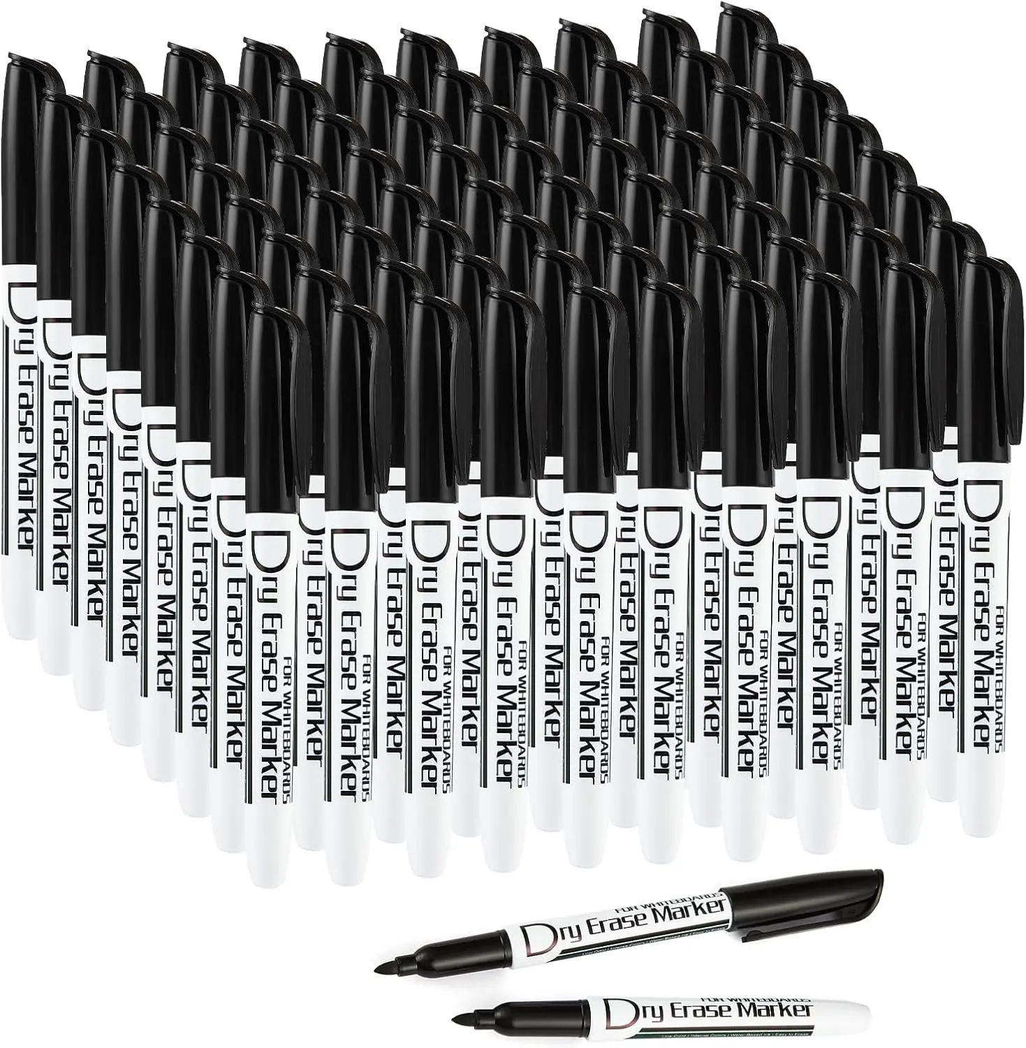 Black Dry Erase Markers Low Odor Fine Tip for Whiteboards, 80 Pack with Quick-Drying Ink
Black Dry Erase Markers Low Odor Fine Tip for Whiteboards, 80 Pack with Quick-Drying Ink