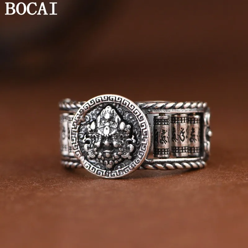 BOCAI NEW S925 из чистого серебра в стиле ретро, индивидуальное тканое кольцо с шестью символами, мантра, вращающееся желтое открытое кольцо «Бог богатства», мужской стиль
BOCAI NEW S925 из чистого серебра в стиле ретро, индивидуальное тканое кольцо с шестью символами, мантра, вращающееся желтое открытое кольцо «Бог богатства», мужской стиль