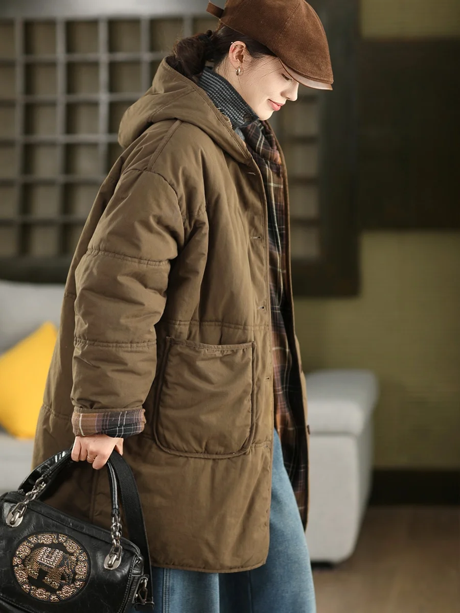 Thickened Cotton Jacket Women's Mid-Length Hooded Warm Cotton Coat Retro Winter Outerwear Casual Commute Style Long Sleeve
Thickened Cotton Jacket Women's Mid-Length Hooded Warm Cotton Coat Retro Winter Outerwear Casual Commute Style Long Sleeve
