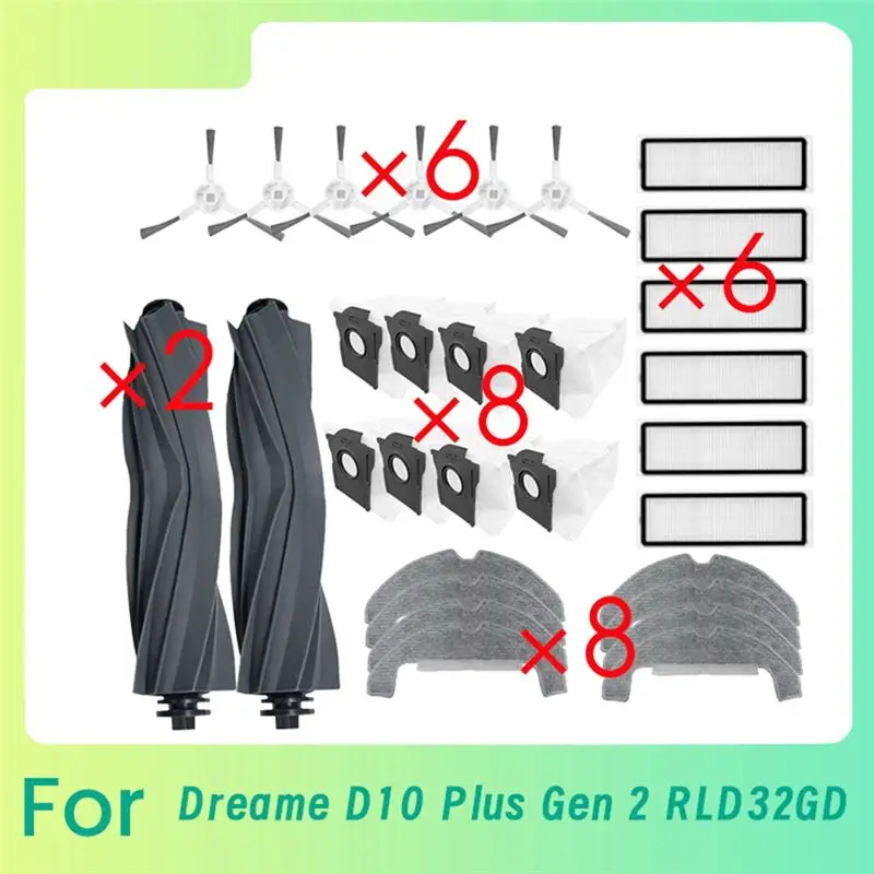 Комплект из 30 запчастей A98G для робота-пылесоса Dreame D10 Plus Gen 2 RLD32GD: основная и боковые щетки, насадки для влажной уборки, фильтры
Комплект из 30 запчастей A98G для робота-пылесоса Dreame D10 Plus Gen 2 RLD32GD: основная и боковые щетки, насадки для влажной уборки, фильтры
