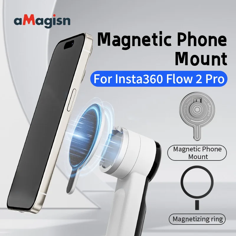 Magnetic Phone Adapter Mount for Insta360 Flow 2 Pro Gimbal Aluminum Alloy MagSafe Compatible with Magnetic Ring Accessory
Magnetic Phone Adapter Mount for Insta360 Flow 2 Pro Gimbal Aluminum Alloy MagSafe Compatible with Magnetic Ring Accessory