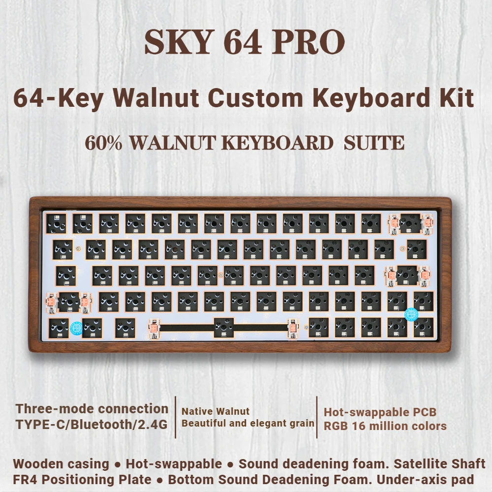 ECHOME Walnut Mechanical Keyboard Kit 64 100 Wireless Tri-mode Bluetooth Hot-swap RGB Gasket Custom Wooden Gaming Keyboard Gift
ECHOME Walnut Mechanical Keyboard Kit 64 100 Wireless Tri-mode Bluetooth Hot-swap RGB Gasket Custom Wooden Gaming Keyboard Gift