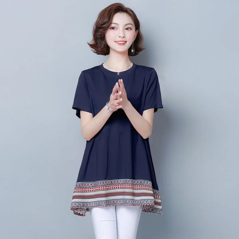 Street Casual Printing T Shirt Tops Summer New Short Sleeve O-neck Contrast Patchwork Pullovers Fashion Vintage Women Clothing
Street Casual Printing T Shirt Tops Summer New Short Sleeve O-neck Contrast Patchwork Pullovers Fashion Vintage Women Clothing