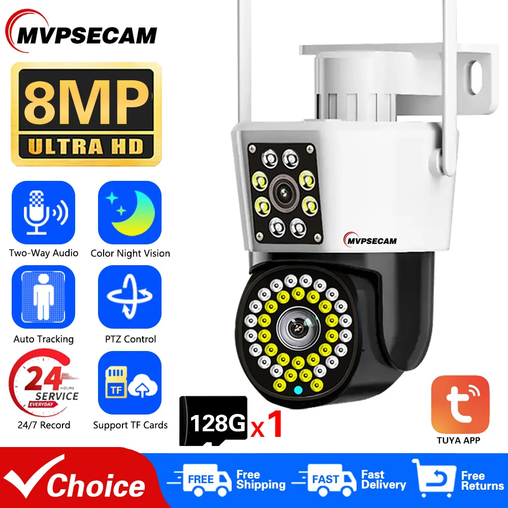 4K 8MP Dual Lens PTZ WIFI Camera Dual Screen Ai Human Auto Tracking Outdoor 4MP Security Video Surveillance Camera Tuya APP
4K 8MP Dual Lens PTZ WIFI Camera Dual Screen Ai Human Auto Tracking Outdoor 4MP Security Video Surveillance Camera Tuya APP