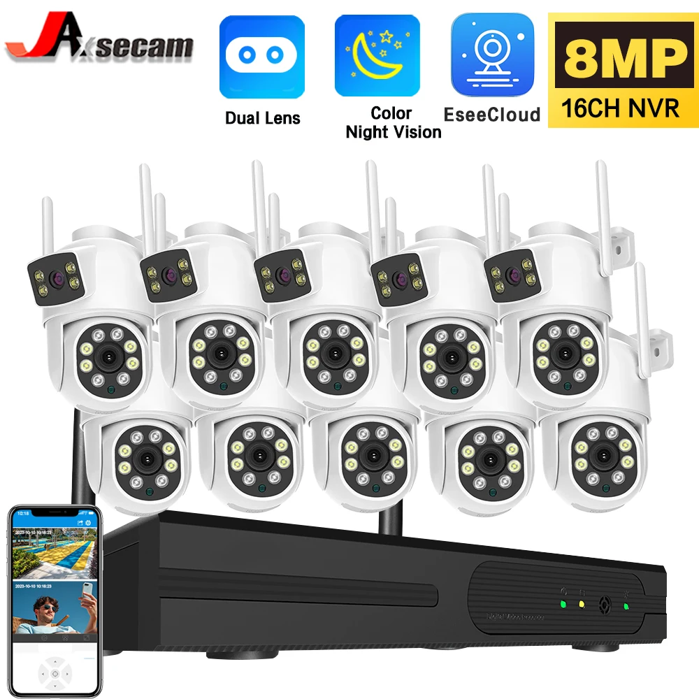 8MP HD PTZ IP Weatherproof Camera Dual Lens 16CH Wifi NVR Kit Home Camera System Video SurveillanceCCTV Wireless Cam P2P
8MP HD PTZ IP Weatherproof Camera Dual Lens 16CH Wifi NVR Kit Home Camera System Video SurveillanceCCTV Wireless Cam P2P