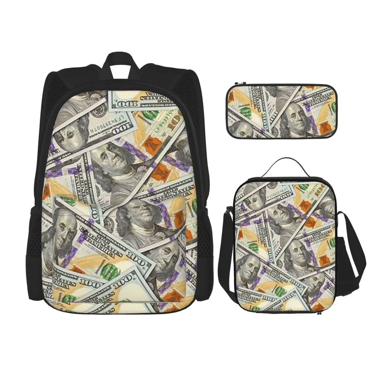 Giant Money Background 100 Dollar Bills Backpacks Boys Girls Bookbag School Bags Rucksack Lunch Bag Pen Bag Three-Piece Set
Giant Money Background 100 Dollar Bills Backpacks Boys Girls Bookbag School Bags Rucksack Lunch Bag Pen Bag Three-Piece Set