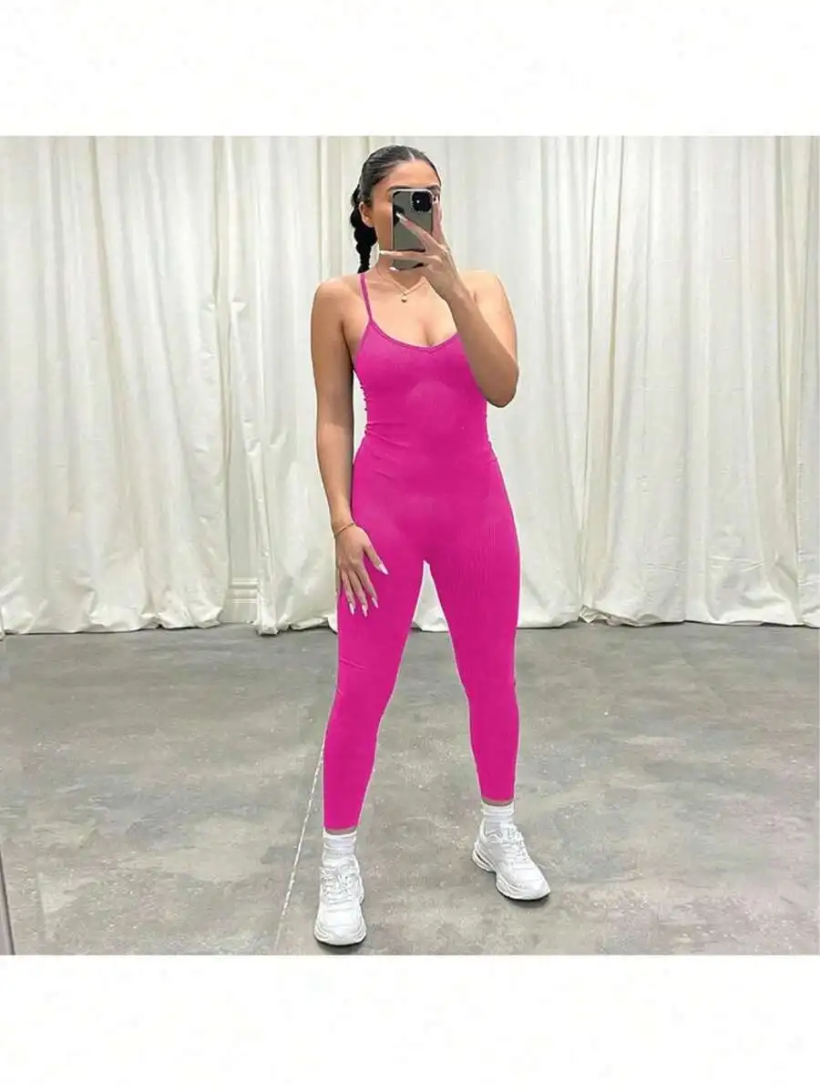 Backless Slim Fit Camisole Jumpsuit Solid Color Sporty Womens One Piece Pants
Backless Slim Fit Camisole Jumpsuit Solid Color Sporty Womens One Piece Pants