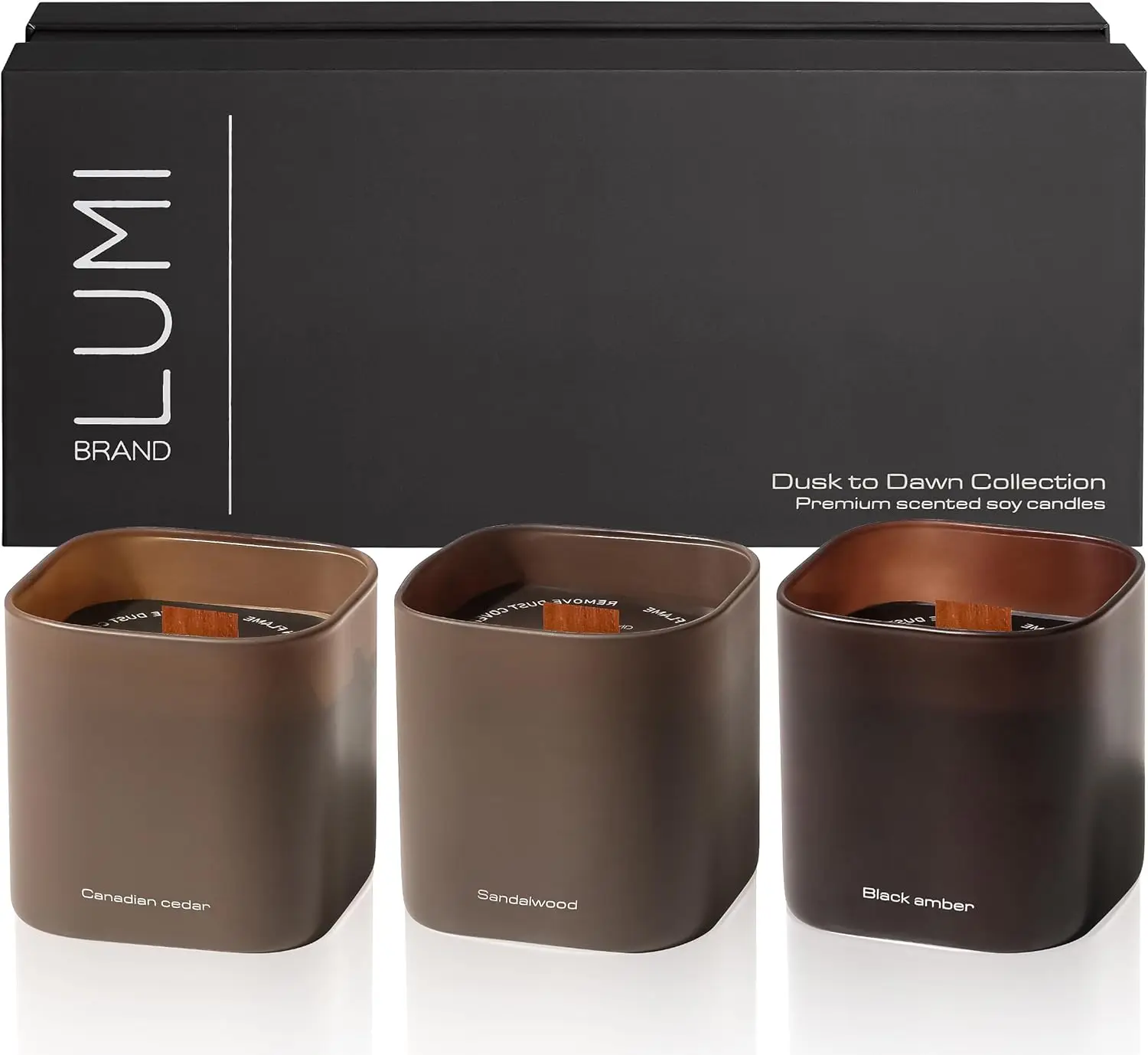Набор из 3 премиальных ароматических соевых свечей в подарочной упаковке | Dusk to Collection - Канадский кедр, черный янтарь
Набор из 3 премиальных ароматических соевых свечей в подарочной упаковке | Dusk to Collection - Канадский кедр, черный янтарь