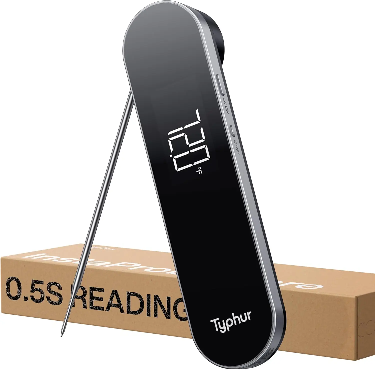 0.5 Second Instant Read Meat Thermometer, IP67 Waterproof, Sunlight Display for Cooking, Grill, BBQ
0.5 Second Instant Read Meat Thermometer, IP67 Waterproof, Sunlight Display for Cooking, Grill, BBQ