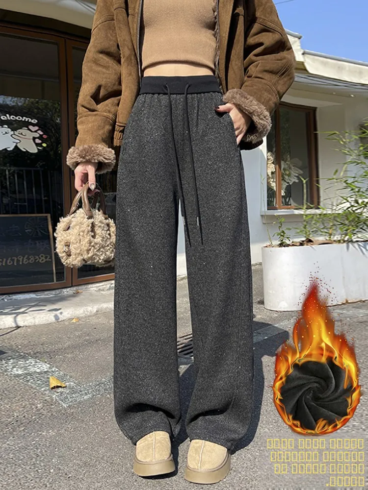 High Waist Thiened Fce Wide Leg Pants Women's Winter Casual Trousers Loose Fit Warm Drapey Straight Leg Pants
High Waist Thiened Fce Wide Leg Pants Women's Winter Casual Trousers Loose Fit Warm Drapey Straight Leg Pants