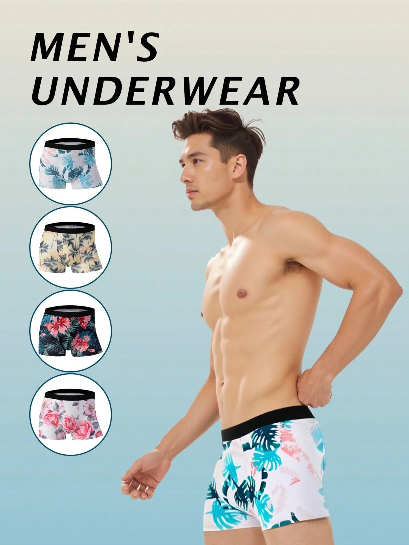 5pcs Mens Boxer Briefs Floral Print Low Rise Breathable Stretch
5pcs Mens Boxer Briefs Floral Print Low Rise Breathable Stretch