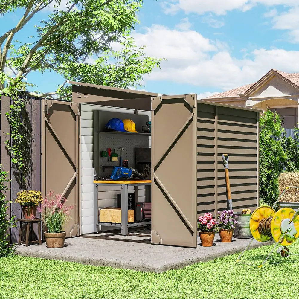 4.6 x 9 Steel Outdoor Storage Shed, Waterproof Lean to Shed, Metal Garden Tool House with Foundation Kit, Lockable Doors, Glove
4.6 x 9 Steel Outdoor Storage Shed, Waterproof Lean to Shed, Metal Garden Tool House with Foundation Kit, Lockable Doors, Glove