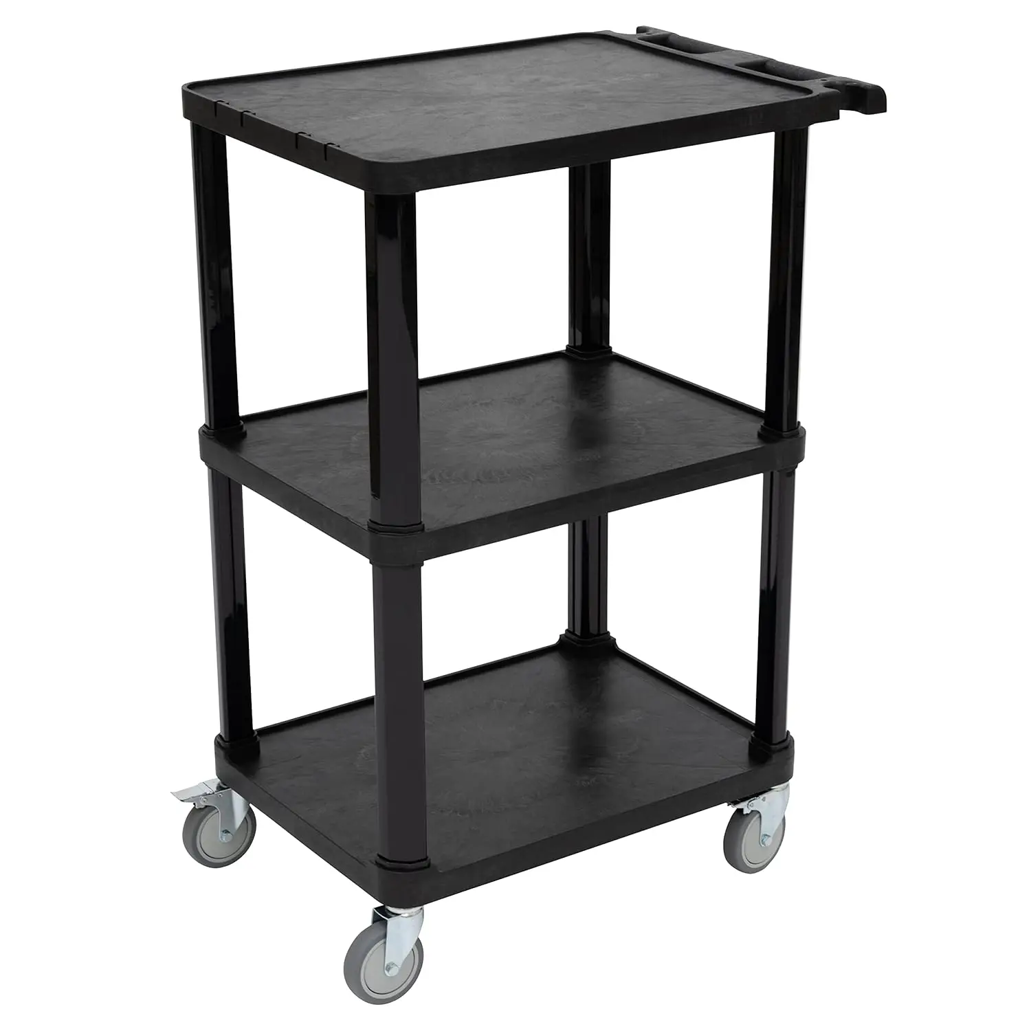 3-Tier Compact Multi-Purpose Utility Cart with Lockable Wheels, Supports up to 300LBS, Black - Versatile Storage Solution
3-Tier Compact Multi-Purpose Utility Cart with Lockable Wheels, Supports up to 300LBS, Black - Versatile Storage Solution