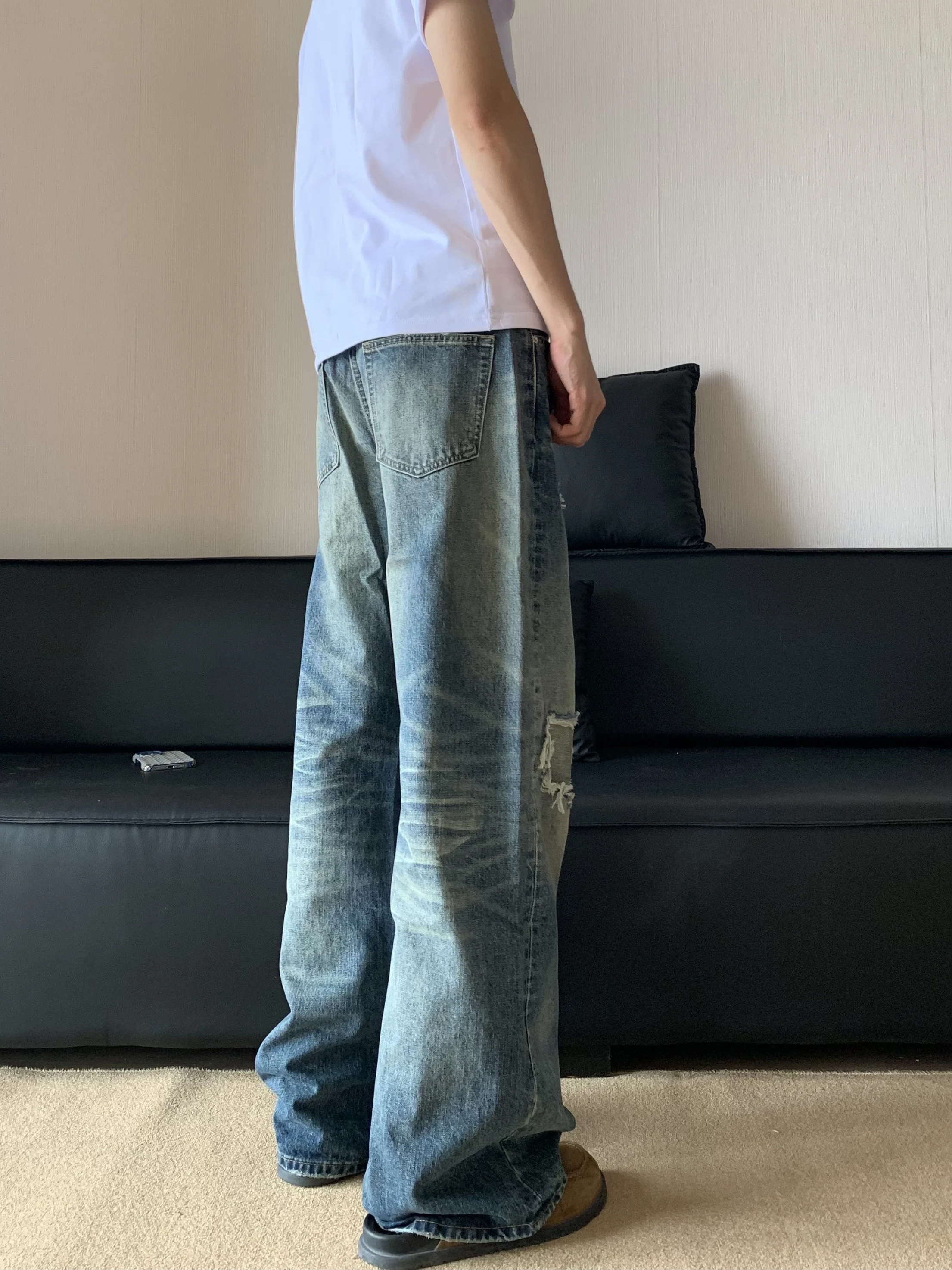 American High Street Vintage Faux Hole Jeans Loose Straight Casual Vintage Pants Men's Style Casual Wear Denim Jeans
American High Street Vintage Faux Hole Jeans Loose Straight Casual Vintage Pants Men's Style Casual Wear Denim Jeans