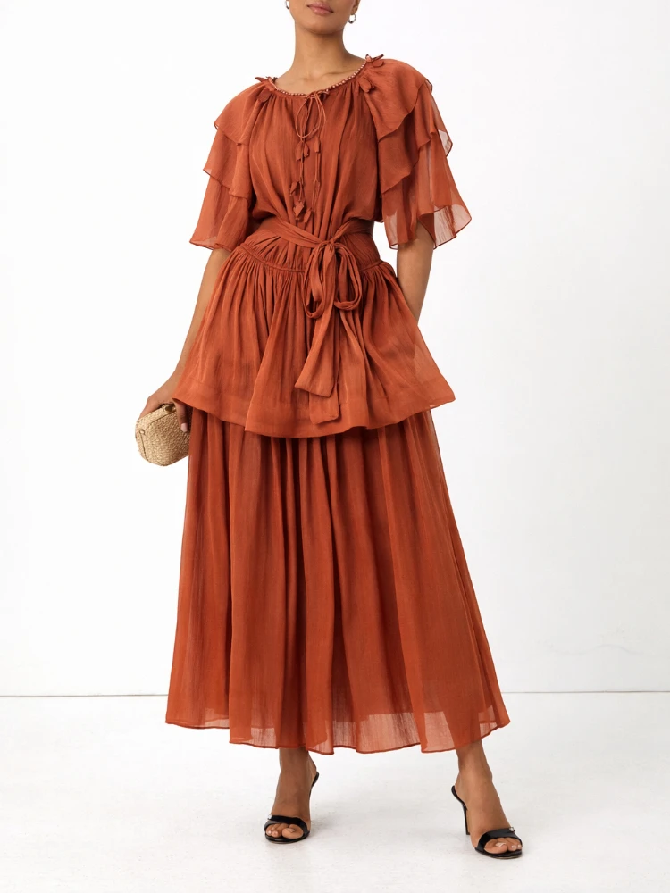 Women Sage Green Maxi Dress Elegant Ruffle Sleeve Chiffon Tie Waist Boho Summer Long Dress Casual Daily Vacation Outfits
Women Sage Green Maxi Dress Elegant Ruffle Sleeve Chiffon Tie Waist Boho Summer Long Dress Casual Daily Vacation Outfits