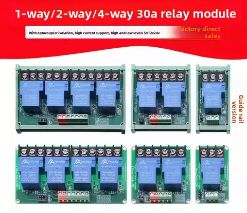 1/2/4 Channel 30A Relay Module - Optocoupler Isolation High Current 5V 12V 24V Support High/Low Level