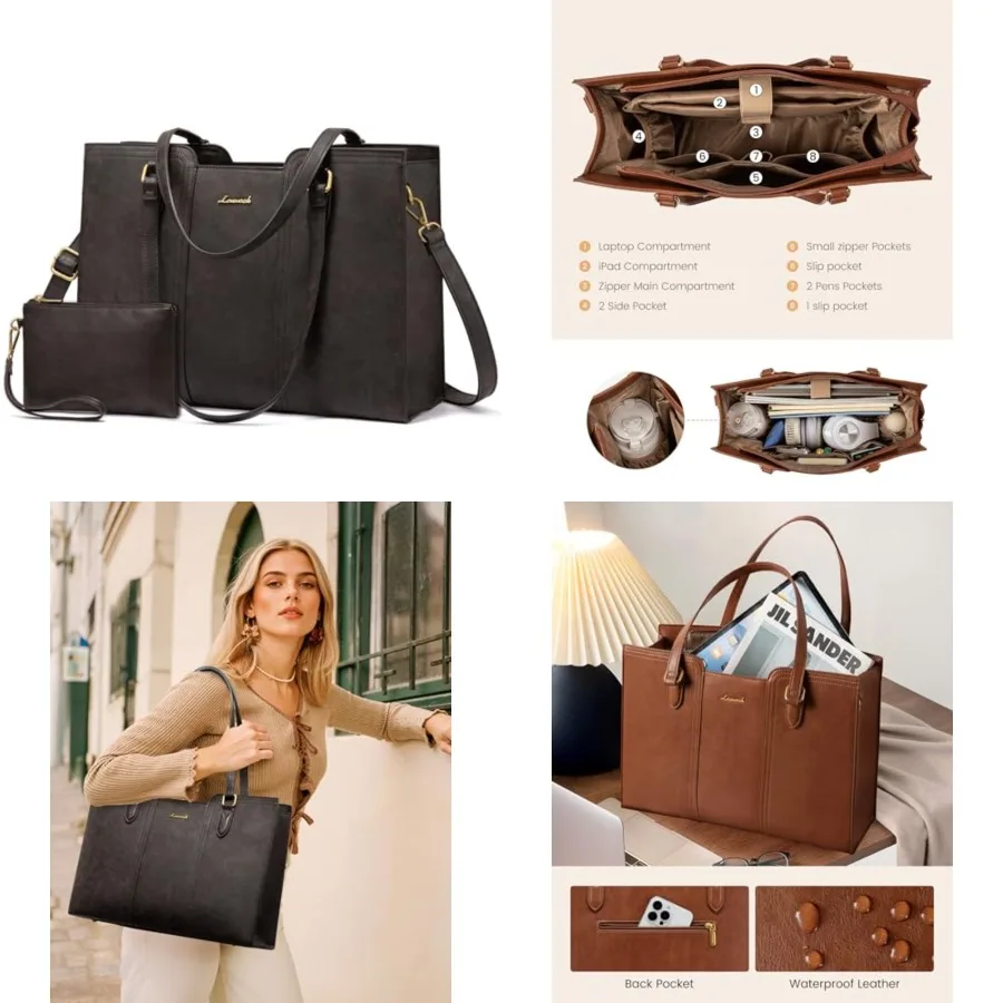 LOVEVOOK Laptop Bag for Women - Waterproof Work Bag for Women and Vintage Laptop Tote Purse with Wristlet
LOVEVOOK Laptop Bag for Women - Waterproof Work Bag for Women and Vintage Laptop Tote Purse with Wristlet
