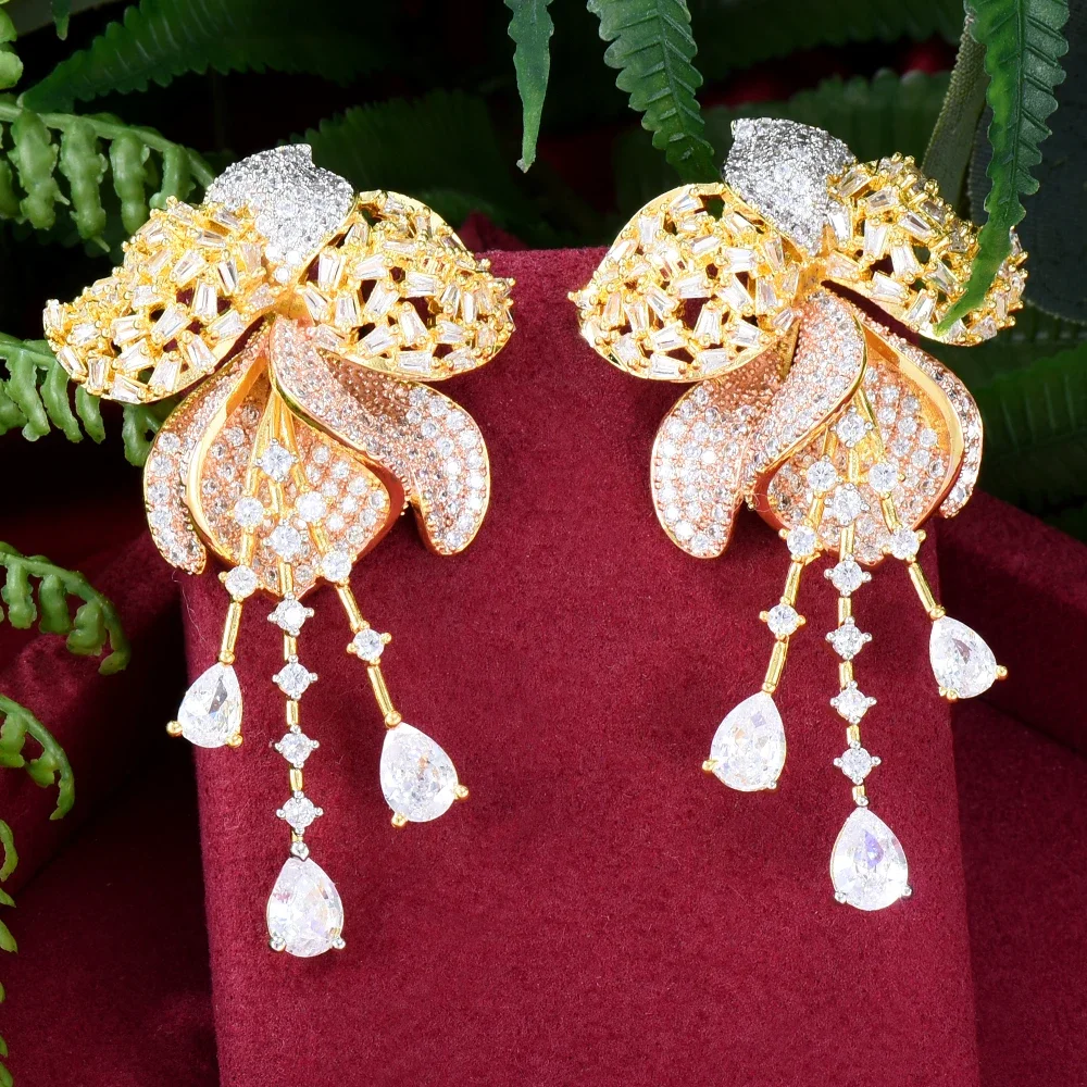 Jimbora Original Luxury Trendy Shiny Flowers Earrings Full Mirco Paved Cubic Zircon CZ For Women Wedding Fashion Jewelry Gift
Jimbora Original Luxury Trendy Shiny Flowers Earrings Full Mirco Paved Cubic Zircon CZ For Women Wedding Fashion Jewelry Gift