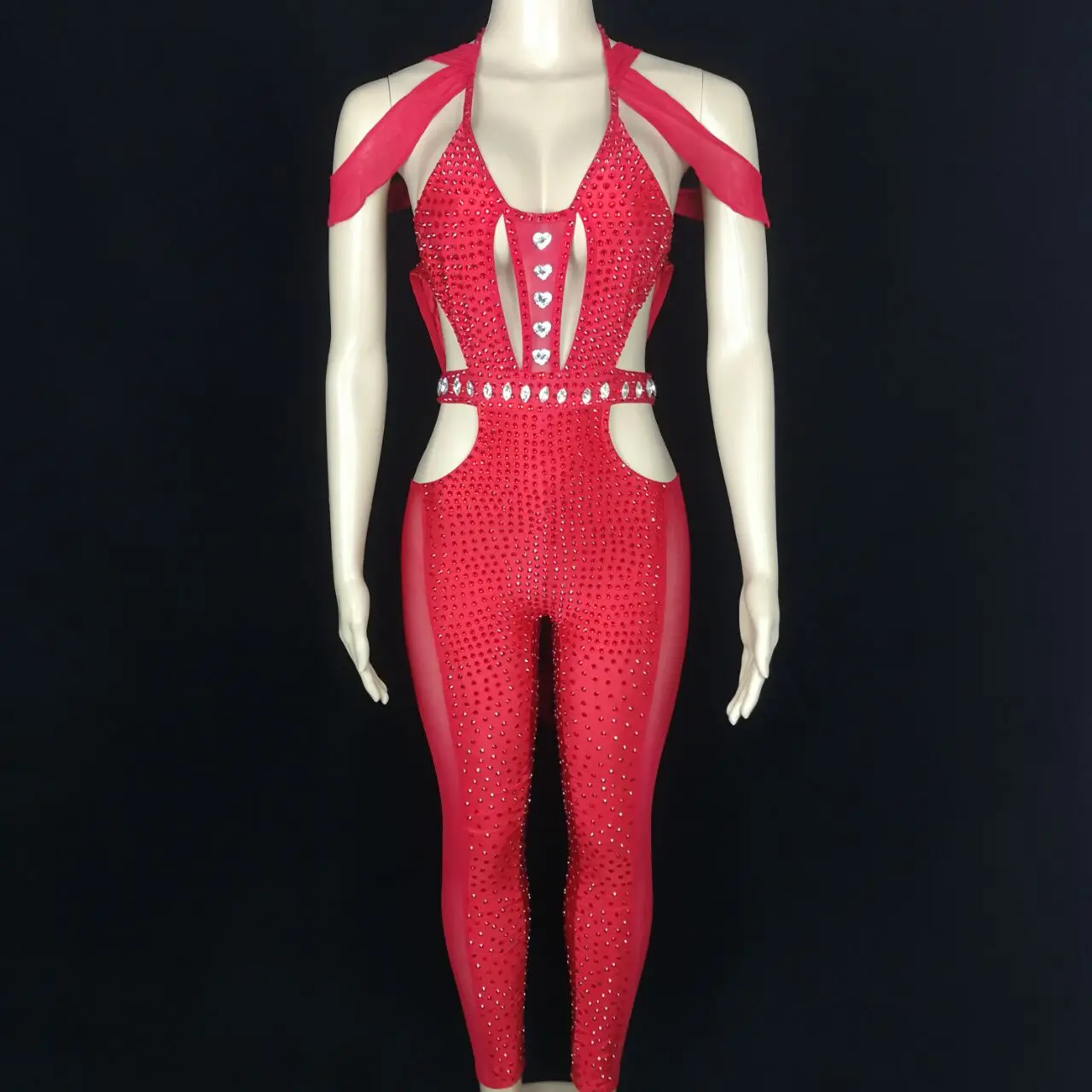 Sexy Red Rhinestones Backless Bandage Jumpsuit Women Singer Dancer Stage Costume Party Show DJ Nightclub Bar Performance Rompers
Sexy Red Rhinestones Backless Bandage Jumpsuit Women Singer Dancer Stage Costume Party Show DJ Nightclub Bar Performance Rompers