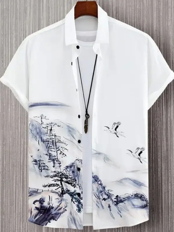 3D Digital Printing Men's Casual Shirt Water Ink Painting Fashionable Urban Style Short Sleeve Polyester Fiber Standard Fit
3D Digital Printing Men's Casual Shirt Water Ink Painting Fashionable Urban Style Short Sleeve Polyester Fiber Standard Fit