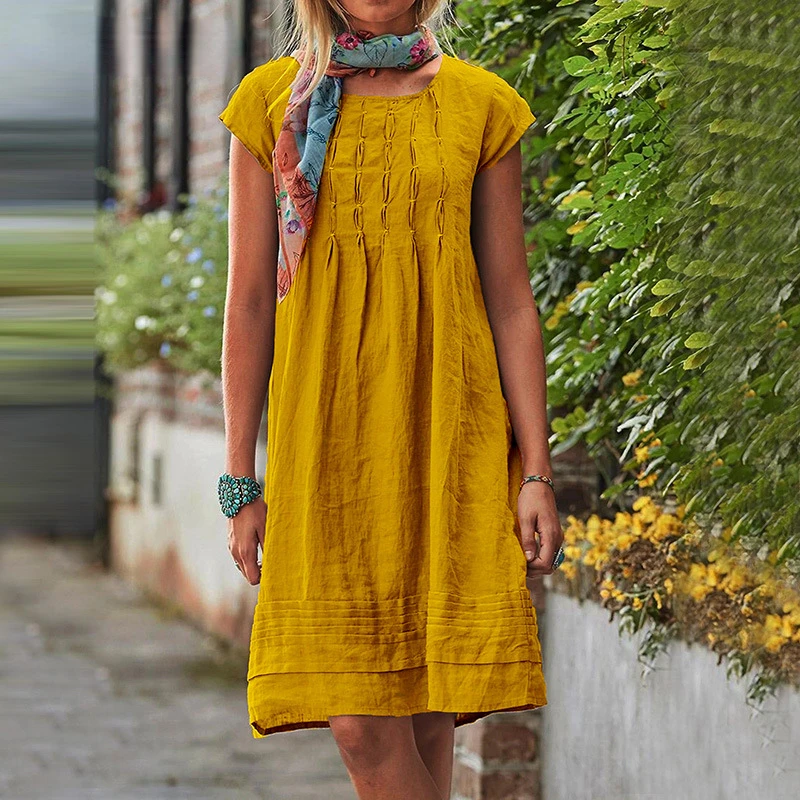 2022 Women's Summer Dress Casual Solid Beach Dresses For Women Elegant O Neck Short Sleeve Party Dress Robe S-5XL
2022 Women's Summer Dress Casual Solid Beach Dresses For Women Elegant O Neck Short Sleeve Party Dress Robe S-5XL