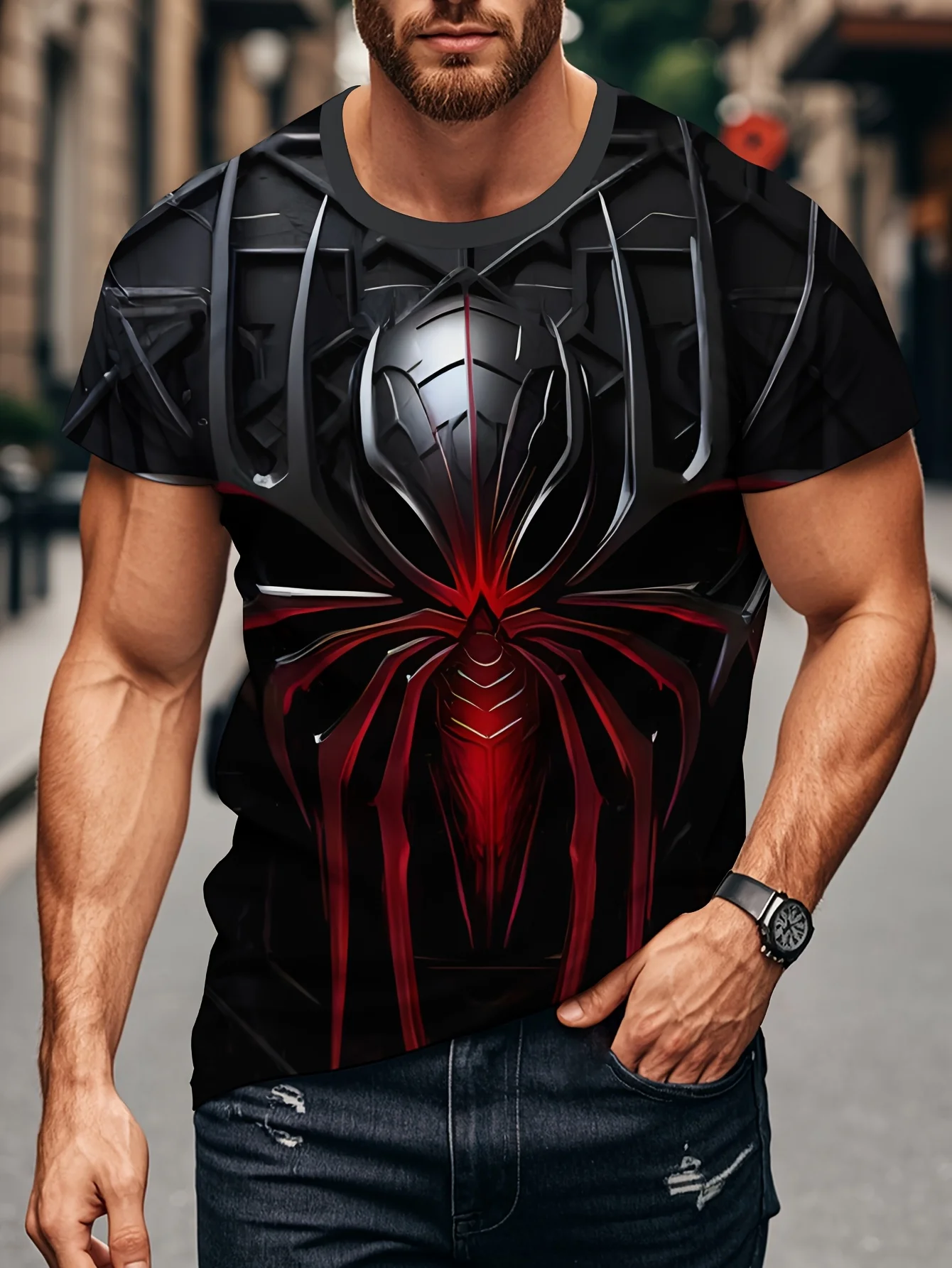 Men's T-shirt Creative spider pattern 3D printed top T-shirt Summer street fashion regular T-shirt Men's clothing
Men's T-shirt Creative spider pattern 3D printed top T-shirt Summer street fashion regular T-shirt Men's clothing