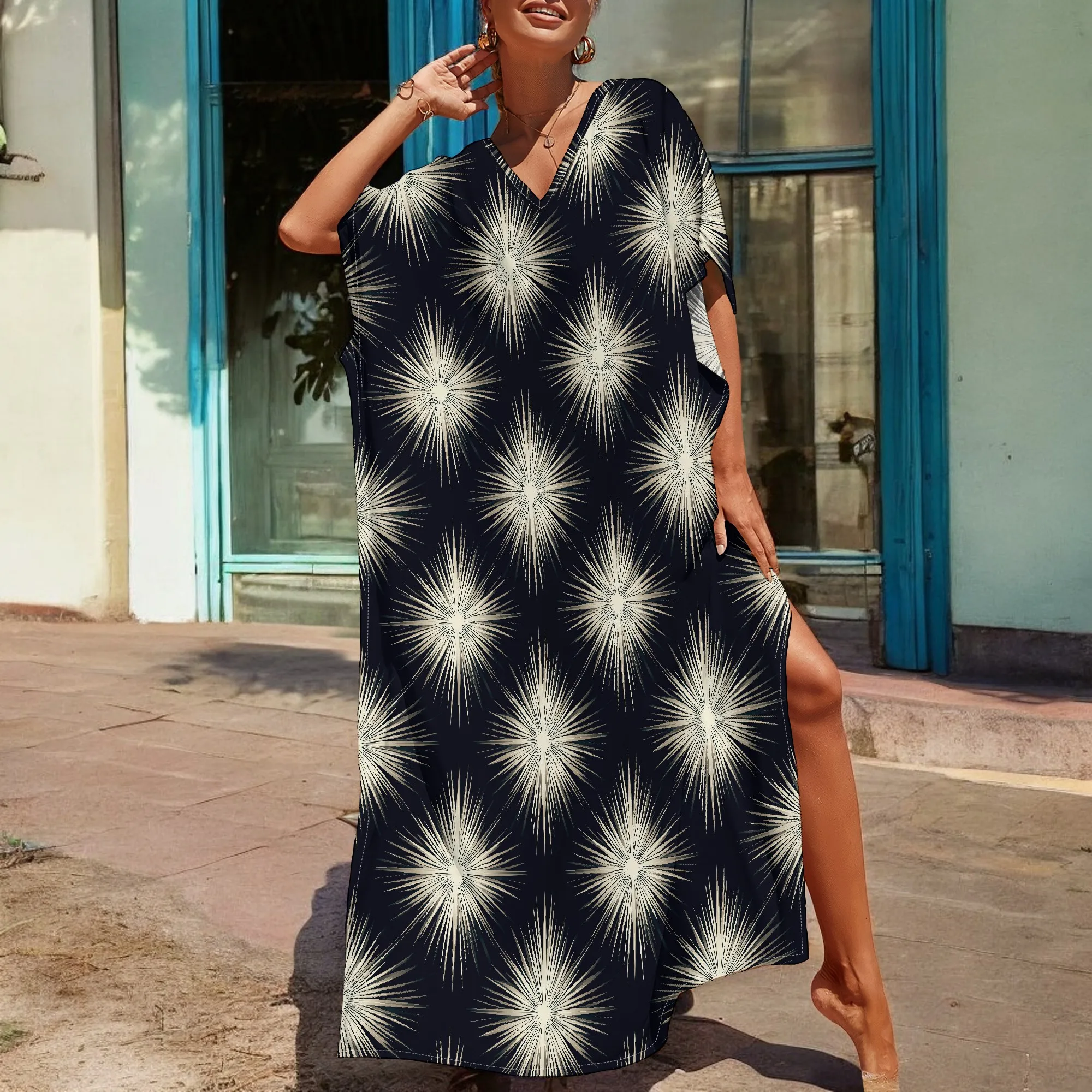 Afrocentric Plus Size Dress Starburst Print V-Neck Loose Fit 3XL Casual or Evening Wear
Afrocentric Plus Size Dress Starburst Print V-Neck Loose Fit 3XL Casual or Evening Wear