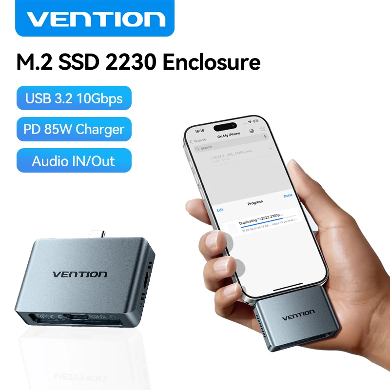 Корпус Vention 2230 M.2 NVMe SSD USB C 3.2 Gen2 10 Гбит/с M.2 SSD с аудиопортом PD 100 Вт для iPhone 17 iPad MacBook Ноутбук
Корпус Vention 2230 M.2 NVMe SSD USB C 3.2 Gen2 10 Гбит/с M.2 SSD с аудиопортом PD 100 Вт для iPhone 17 iPad MacBook Ноутбук