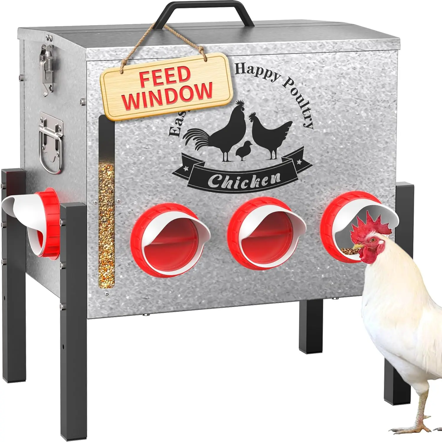 10-Gallon Automatic Poultry Feeder with Window, Rust-Proof Steel, No-Waste Design, Adjustable Legs for Hens Ducks Geese
10-Gallon Automatic Poultry Feeder with Window, Rust-Proof Steel, No-Waste Design, Adjustable Legs for Hens Ducks Geese